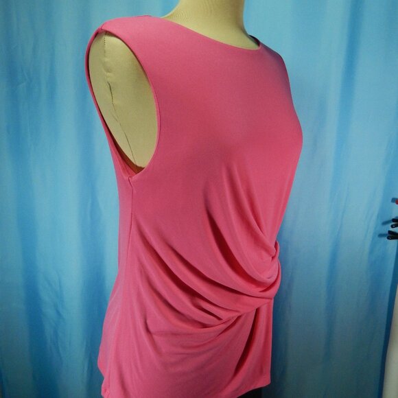 Calvin Klein Sleeveless Top Hot Pink Ruched Waist Blouse Sz Large NWOT - Picture 6 of 11